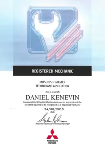Daniel Kenevin certificate