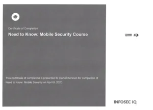 Daniel Kenevin certificate