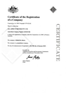 ASIC Company Registration, All Aspects Motors