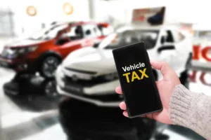 Vehicle Tax On Phone in a Dealership