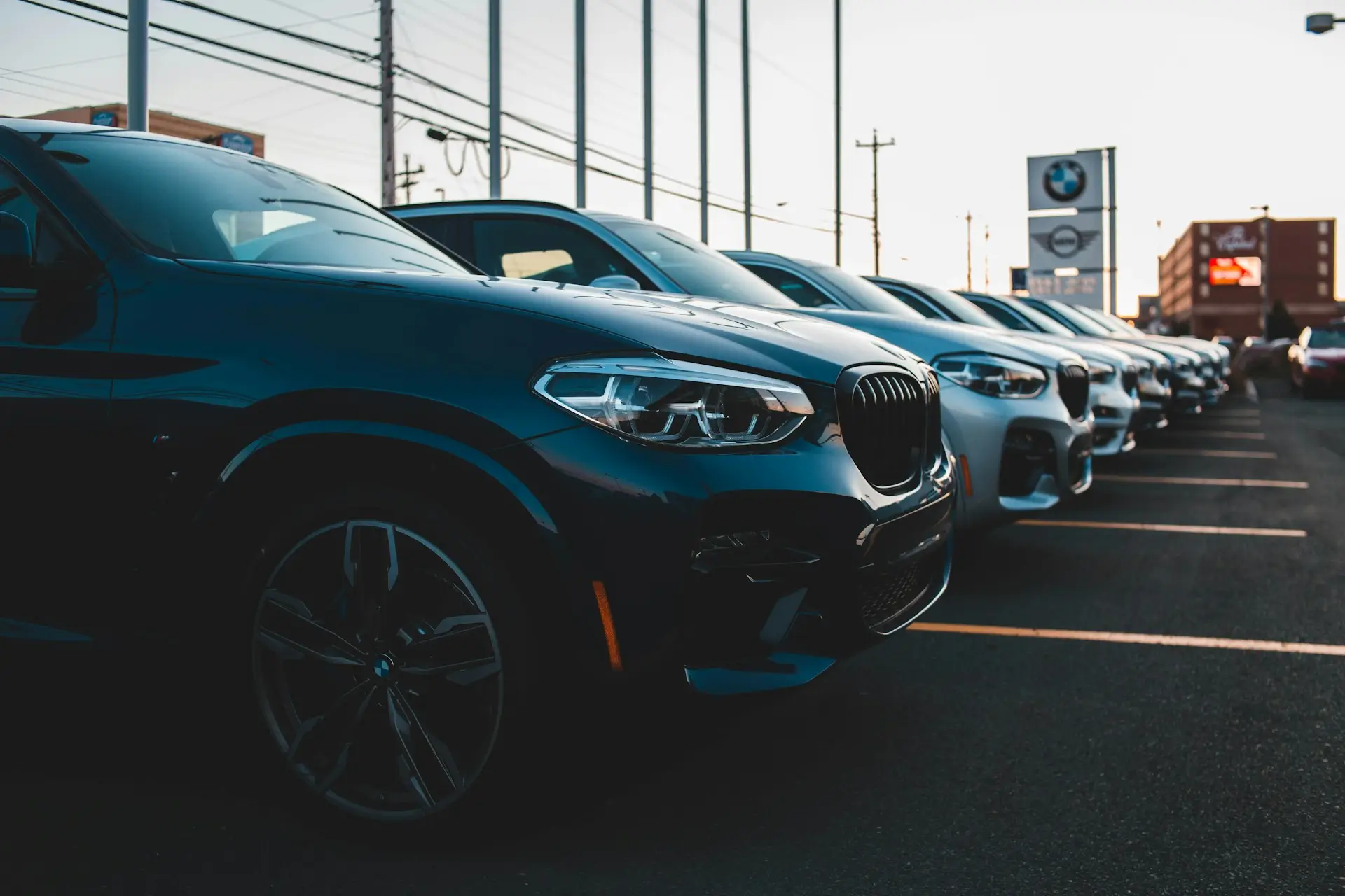 Car Dealer Yard with New Stock