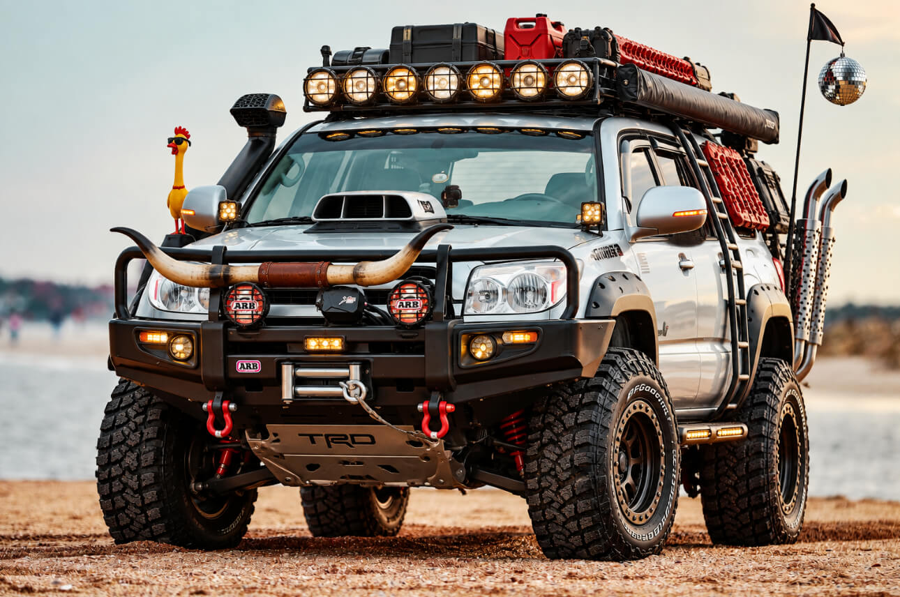 Heavily modded 4x4 at the beach
