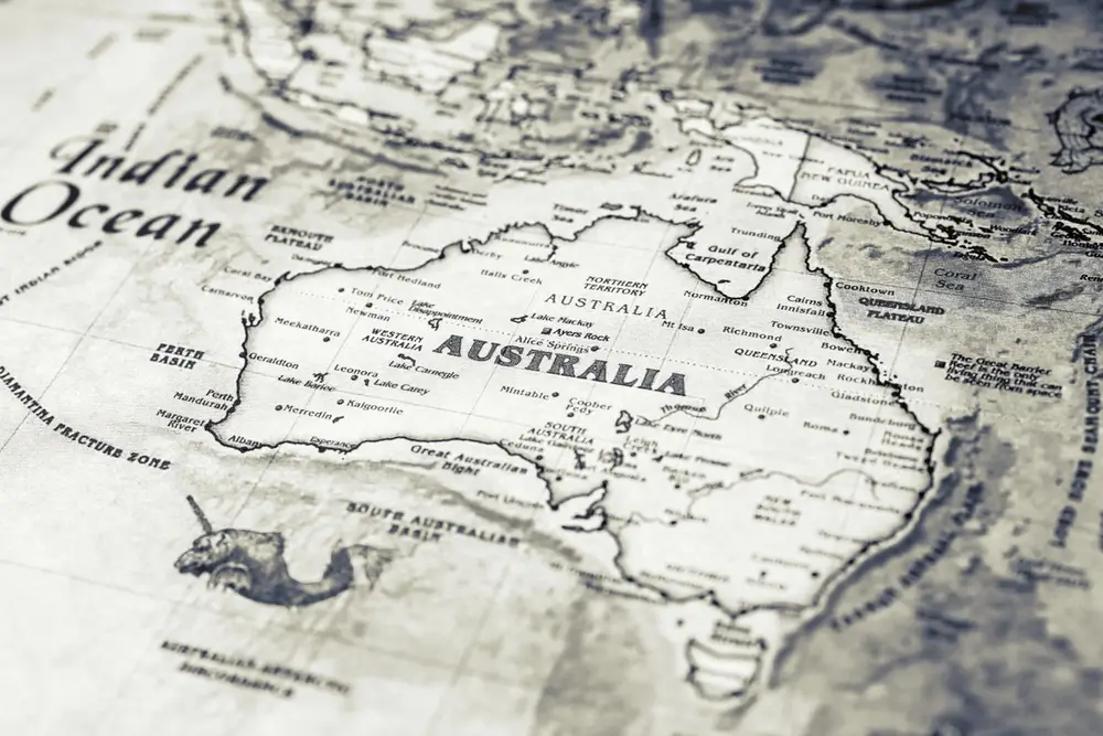 Map of Australian states showing where a roadworthy certificate is required for a private car sale